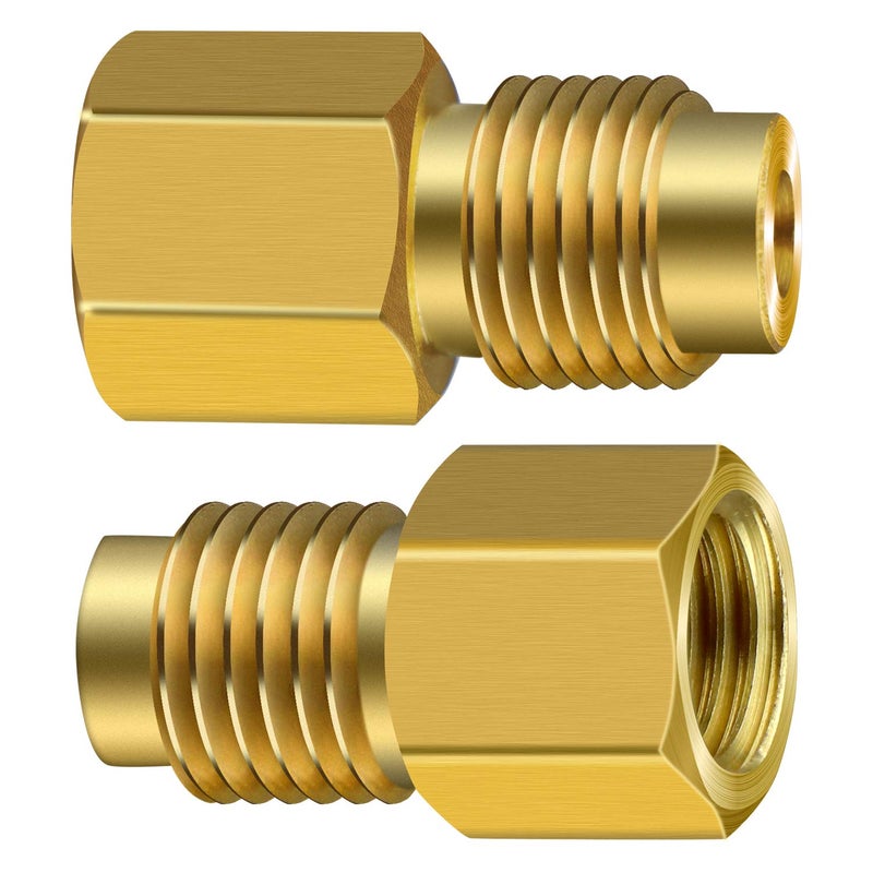 ExcelFu 6 Pieces 6015 R134A Brass Refrigerant Tank Adapter to R12 Fitting Adapter 1/2 Female to 1/4 Male Flare Adaptor Valve Core and 6014 Vacuum Pump 1/4 Inch Flare Female to 1/2 Inch Male - Image 3